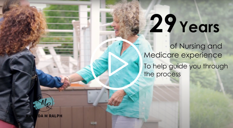 Rhonda M. Ralph Video Link. Rhonda laughs outside while holding the hand of a client. A video play button is over the top of the image.